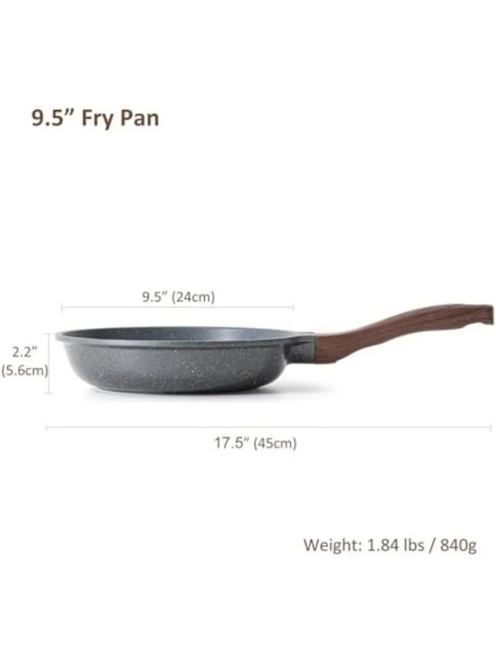 Nonstick Frying Pan Skillet, Swiss Granite Coating, Healthy Stone Cookware, 9.5